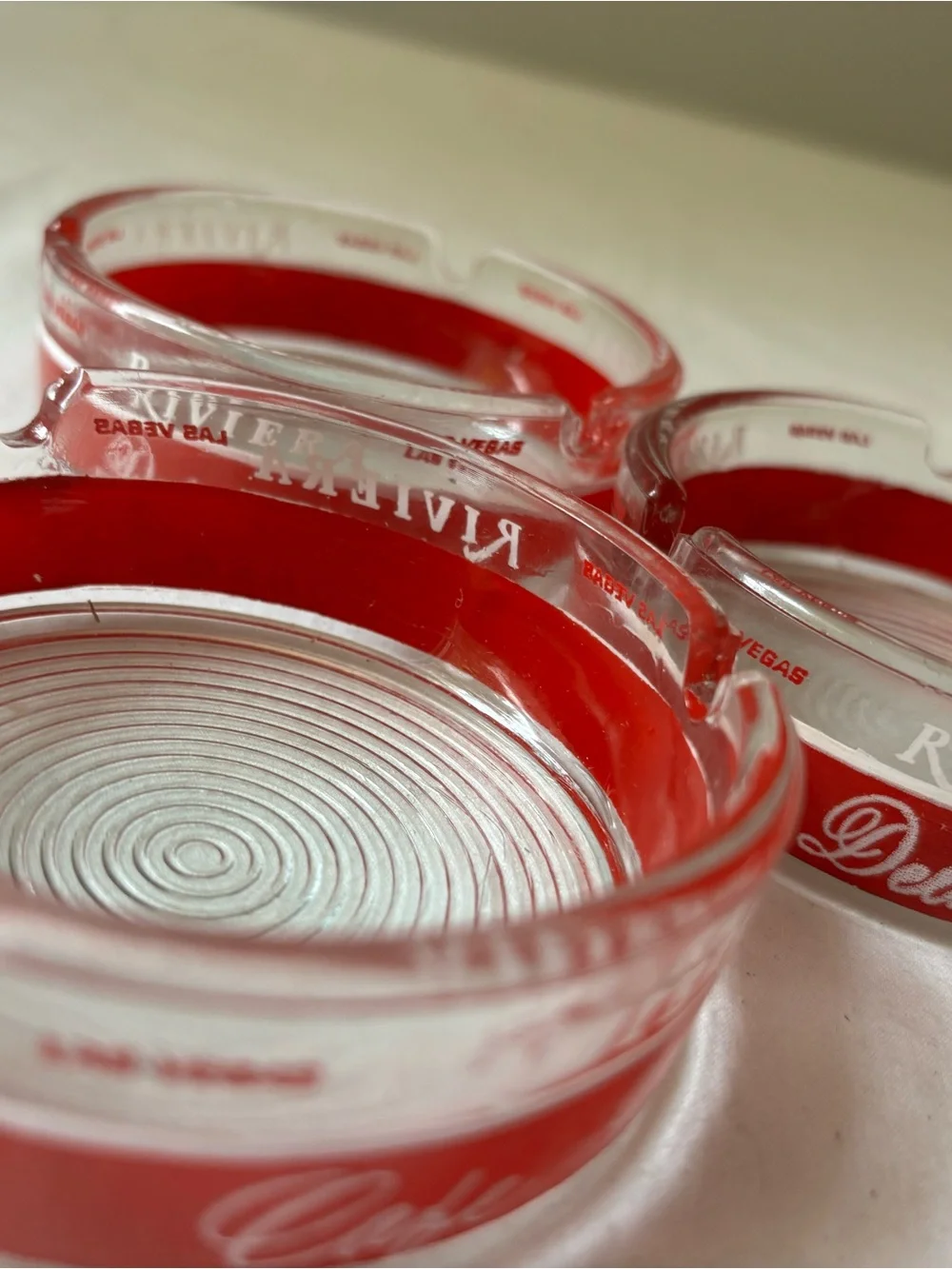 Set of 4 vintage Riviera Vegas Glass Ashtrays
